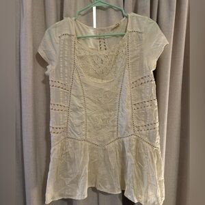 Anthropologie Meadow Rue Women’s Lace Panel Cream Boho Tunic Top XS